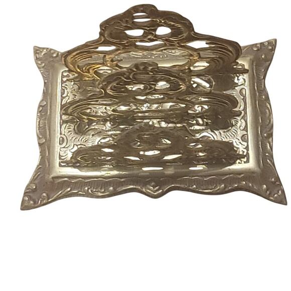 VTG Hollywood Regency Letter Mail Holder Brass Desk Organizer Korea - Picture 2 of 9